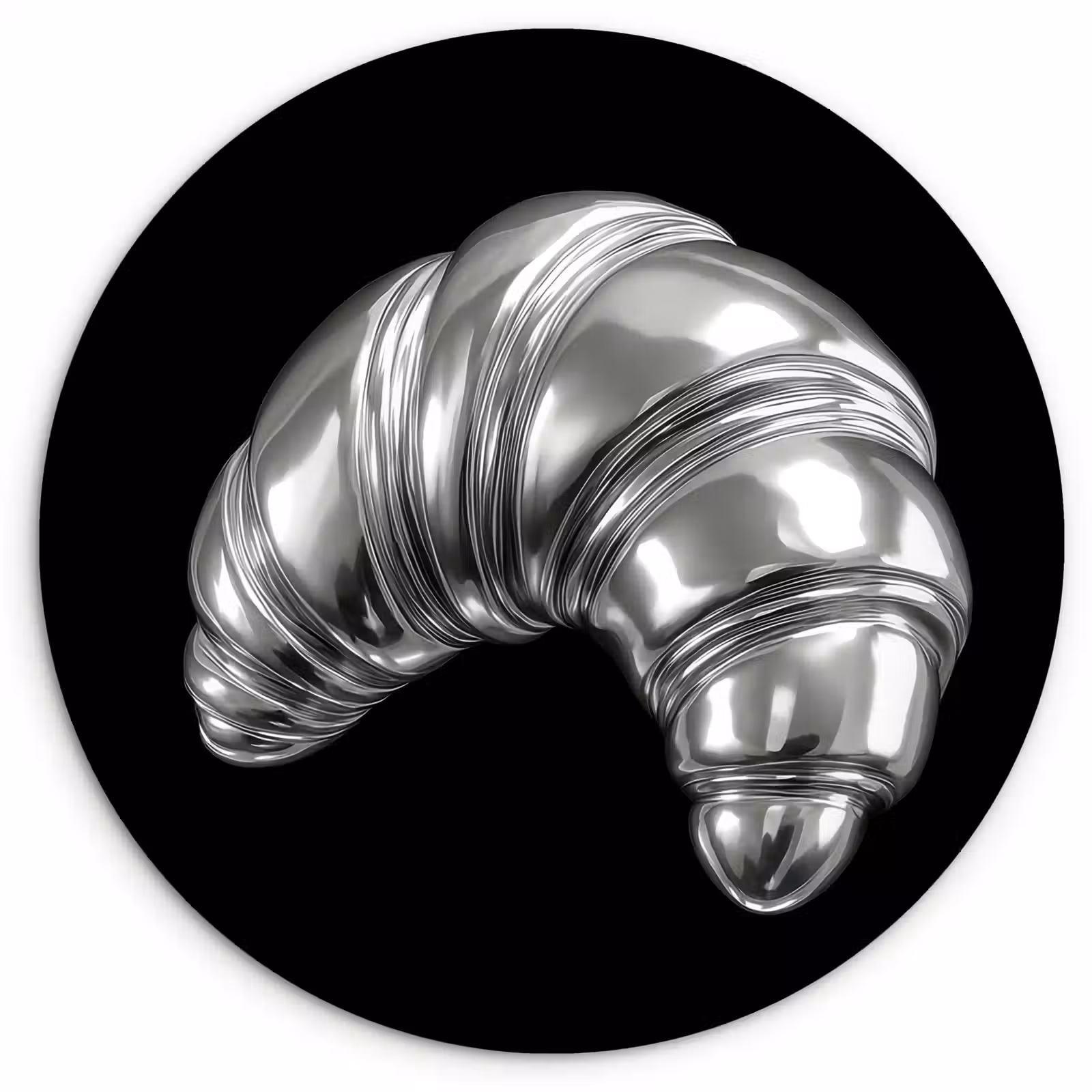 Muurcirkel - Croissant - Metaal - Zilver — 1