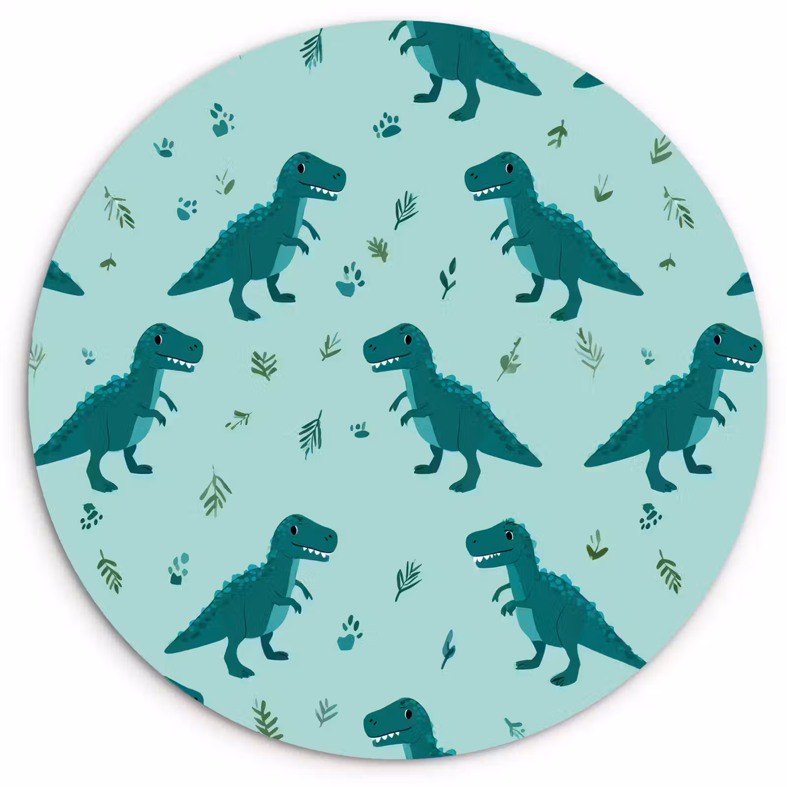 Muurcirkel - Donkergroen - Dinosaurussen - Afdrukken - Bladeren — 1