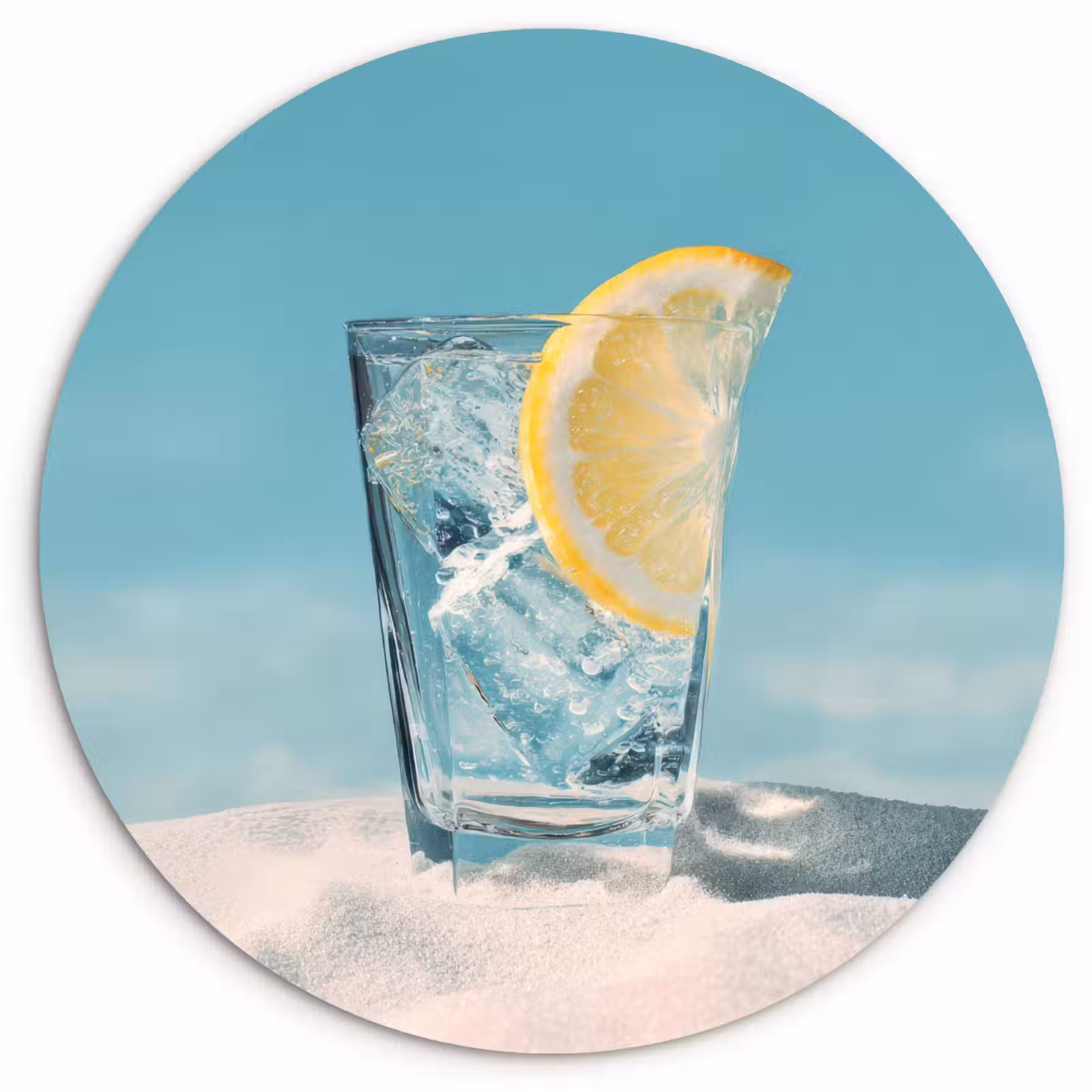 Muurcirkel - Glas - ijsblokjes - Citroen — 1