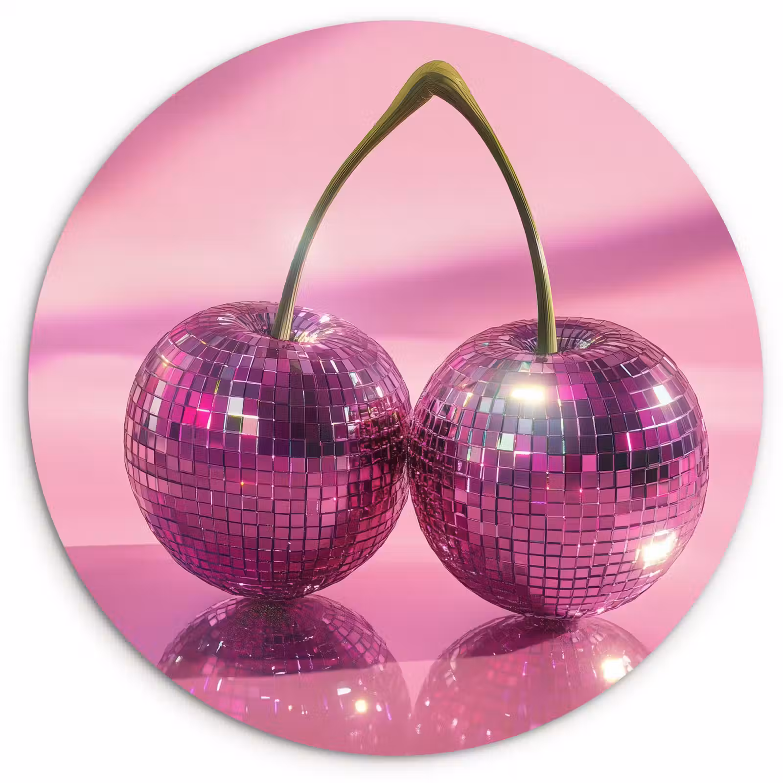 Muurcirkel - Glitter - Discobol - Roze - Kersen — 1