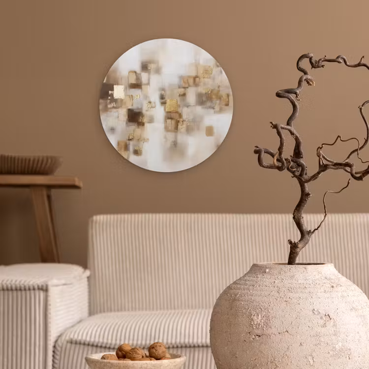Muurcirkel - Abstracte vierkanten - Aardetonen - Mistig — 2