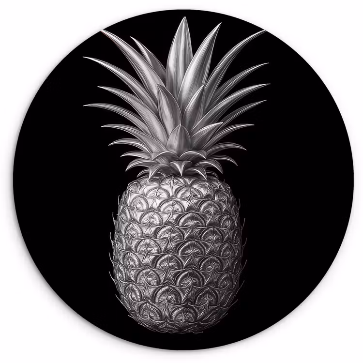 Muurcirkel - Ananas - Gedetailleerd - Bladeren — 1