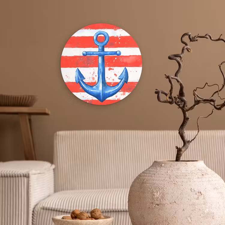 Muurcirkel - Anker - Verfspatten - Rood - Blauw — 2