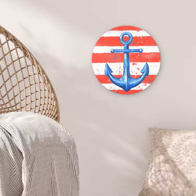 Muurcirkel - Anker - Verfspatten - Rood - Blauw — 5