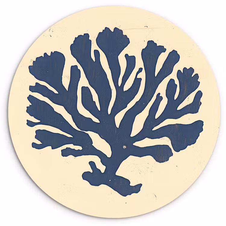 Muurcirkel - Blauw koraal - Vertakkingen - Beige — 1