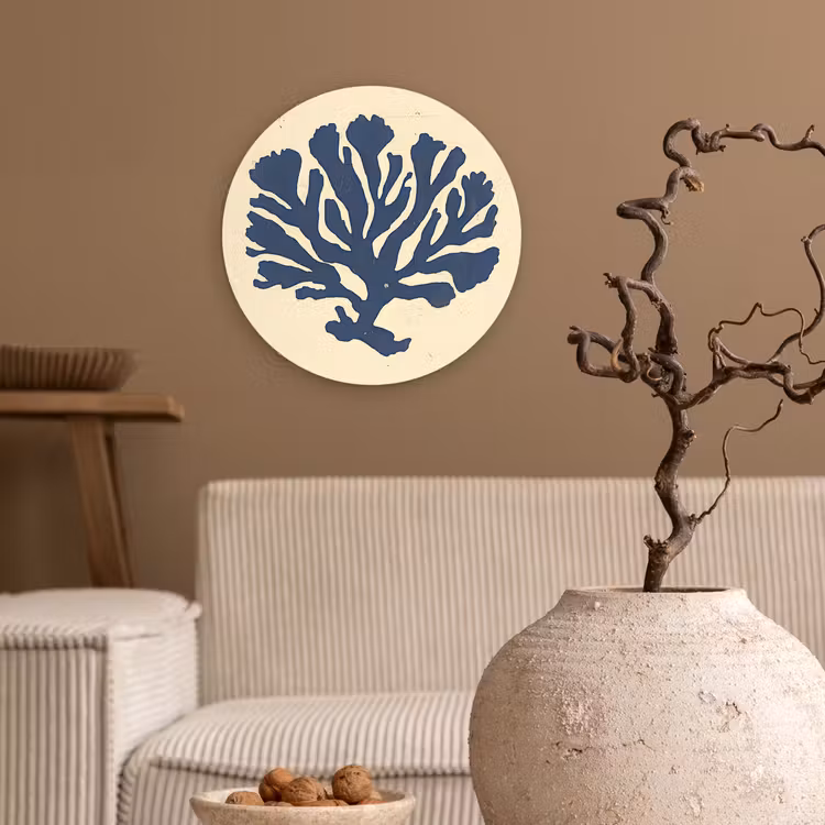 Muurcirkel - Blauw koraal - Vertakkingen - Beige — 2
