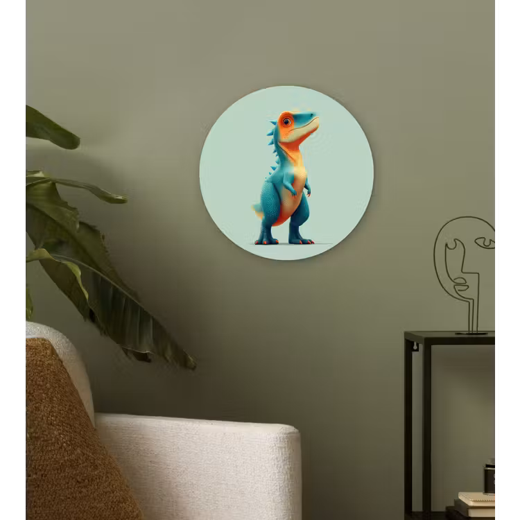 Muurcirkel - Cartoon - Dino - Oranje - Stekels — 3
