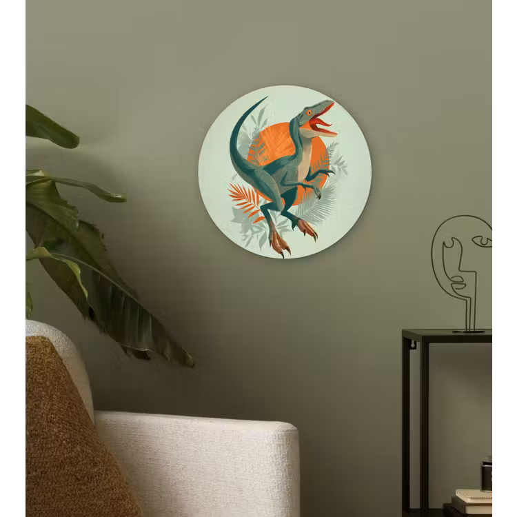 Muurcirkel - Dino - Bladeren - Grafisch - Groen — 3