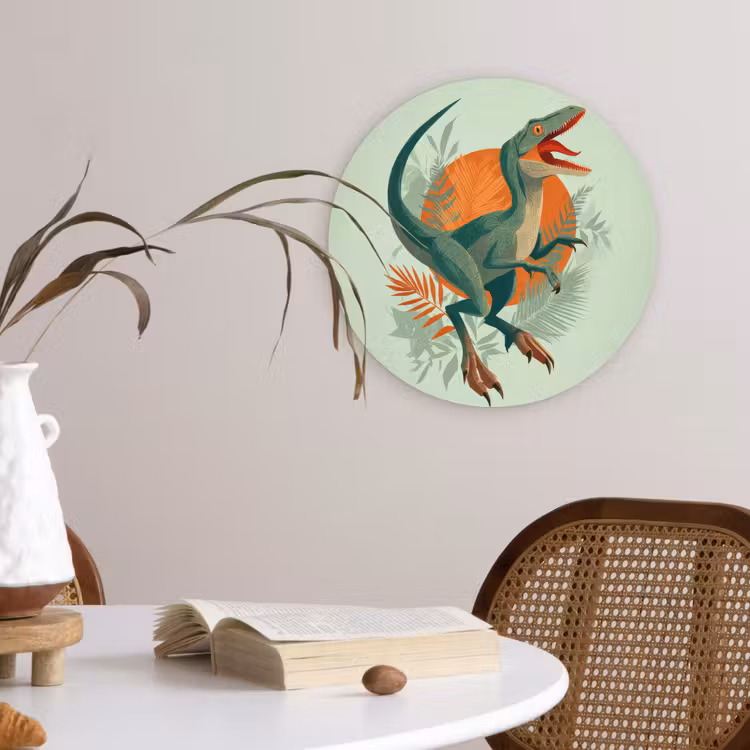 Muurcirkel - Dino - Bladeren - Grafisch - Groen — 4