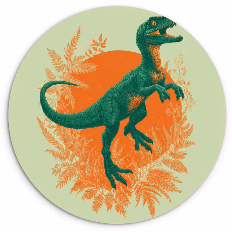 Muurcirkel - Dinosaurus - Groen - Planten - Cirkel — 1