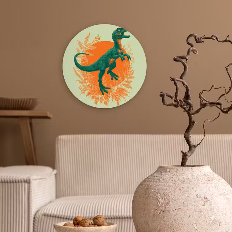 Muurcirkel - Dinosaurus - Groen - Planten - Cirkel — 2