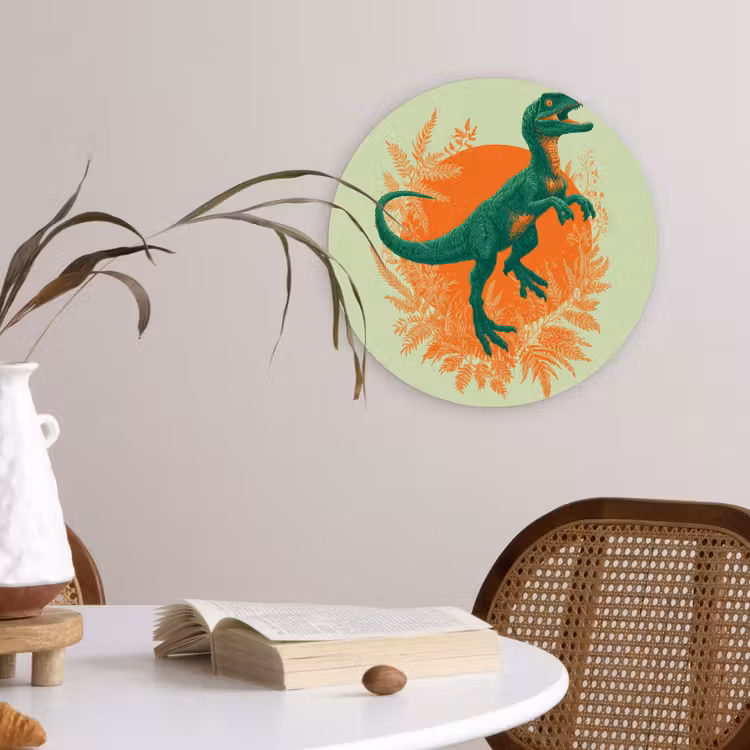 Muurcirkel - Dinosaurus - Groen - Planten - Cirkel — 4