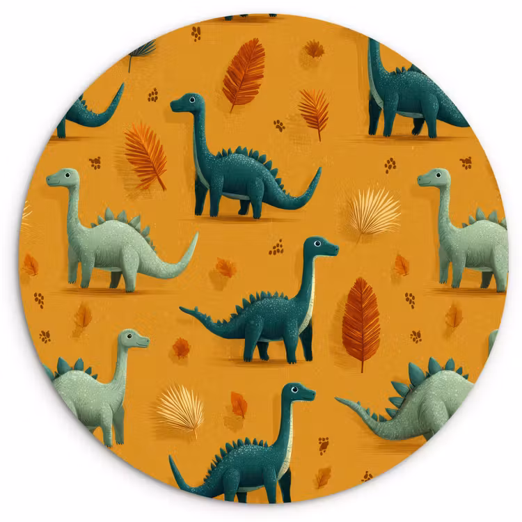 Muurcirkel - Dinosaurussen - Stekels - Herfstbladeren - Bruin — 1