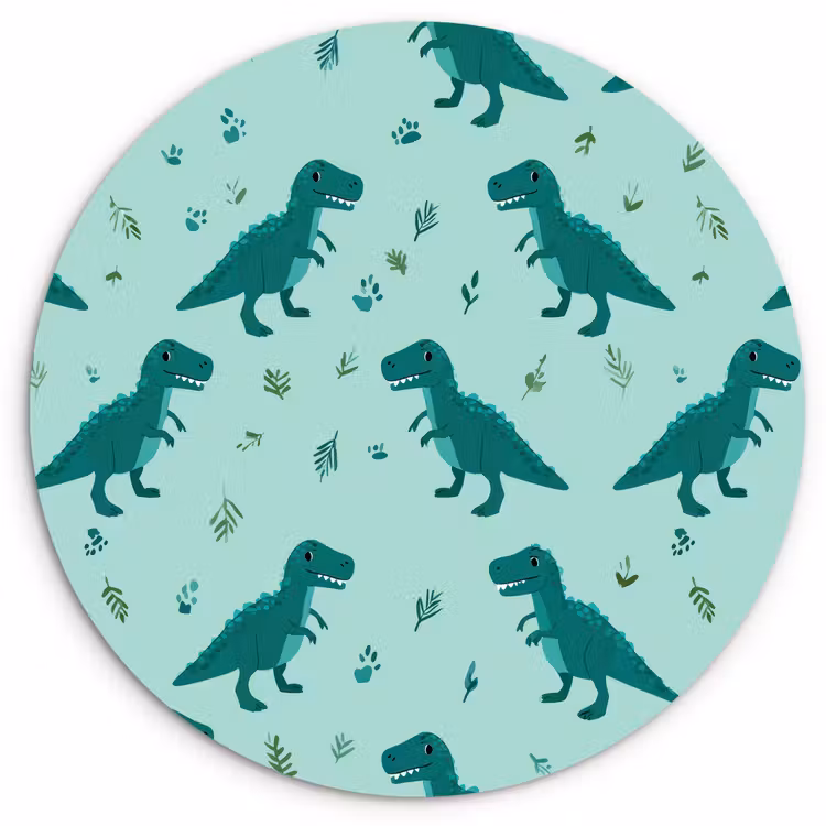 Muurcirkel - Donkergroen - Dinosaurussen - Afdrukken - Bladeren — 1