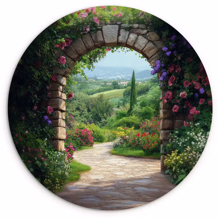 Muurcirkel - Doorkijk - Landschap - Bloemen - Pad - Uitzicht — 1