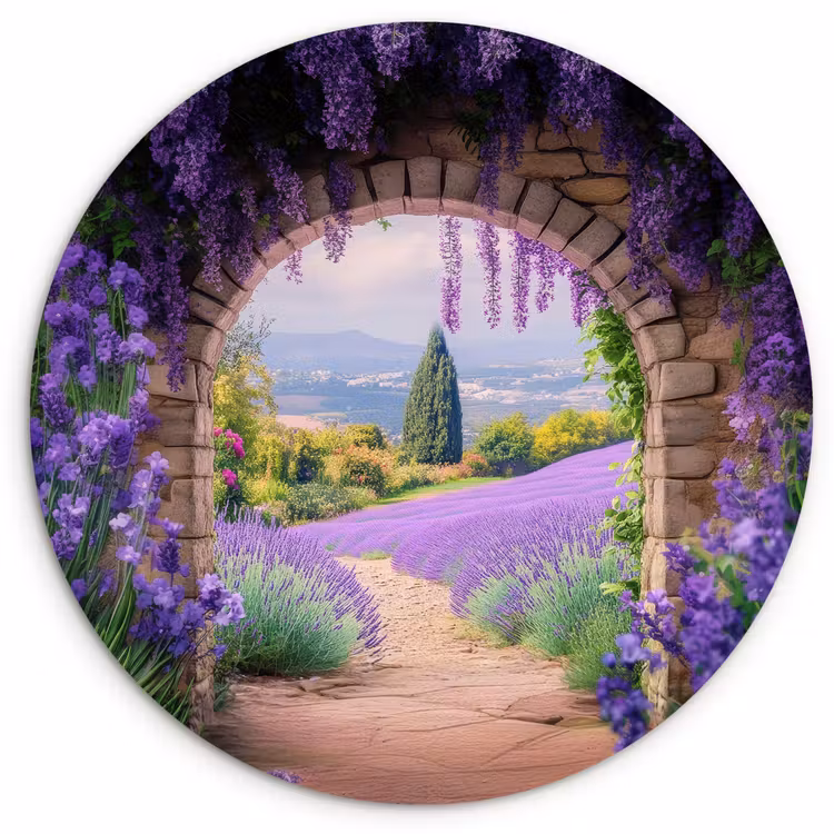 Muurcirkel - Doorkijk - Lavendel - Bloemen - Paars - Poort — 1