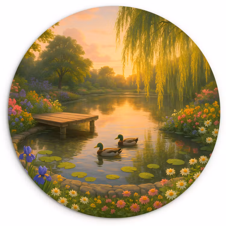 Muurcirkel - Eenden - Vijver - Bloemen — 1