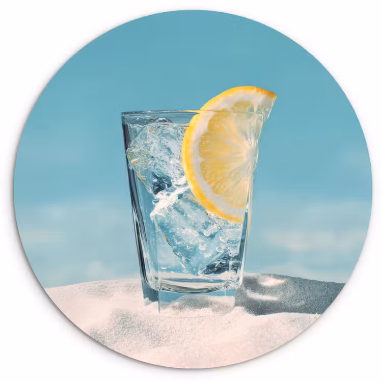 Muurcirkel - Glas - ijsblokjes - Citroen — 1