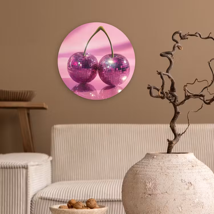 Muurcirkel - Glitter - Discobol - Roze - Kersen — 2
