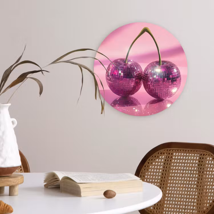 Muurcirkel - Glitter - Discobol - Roze - Kersen — 4
