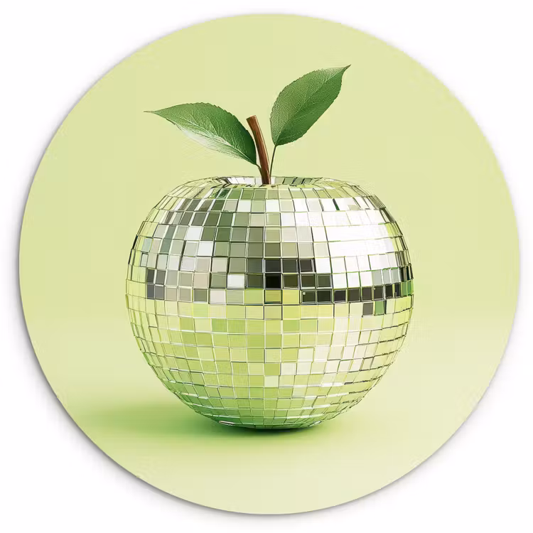 Muurcirkel - Groen - Disco - Decoratie - Appel — 1
