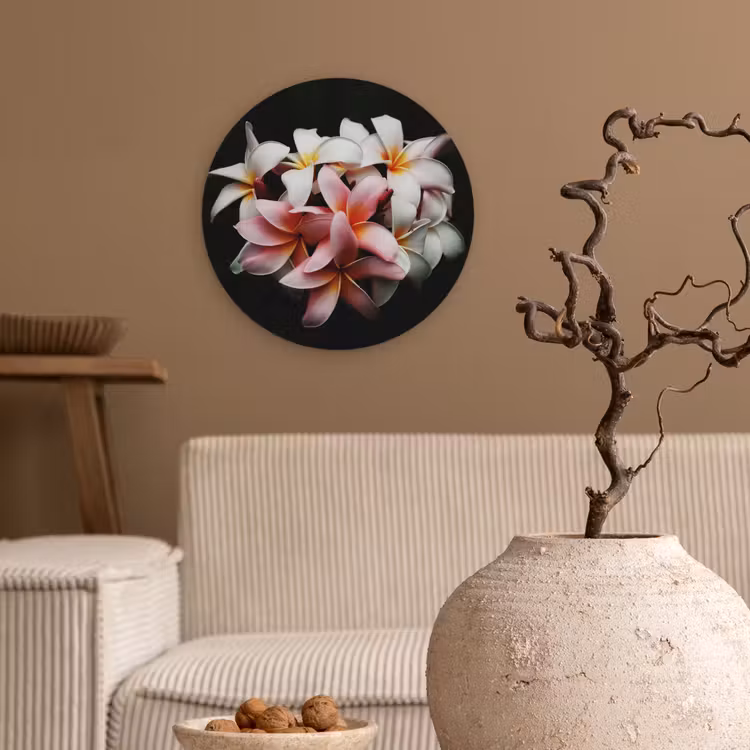 Muurcirkel - Bloemen - Roze - Zwart - Flora - Botanisch — 2