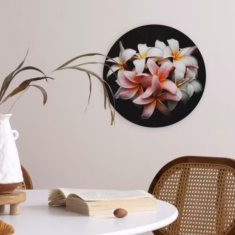Muurcirkel - Bloemen - Roze - Zwart - Flora - Botanisch — 4
