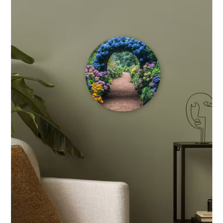 Muurcirkel - Doorkijk - Bloemen - Hortensia - Pad — 3