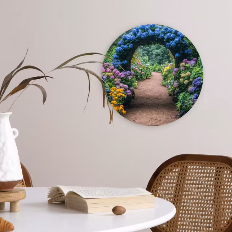 Muurcirkel - Doorkijk - Bloemen - Hortensia - Pad — 4