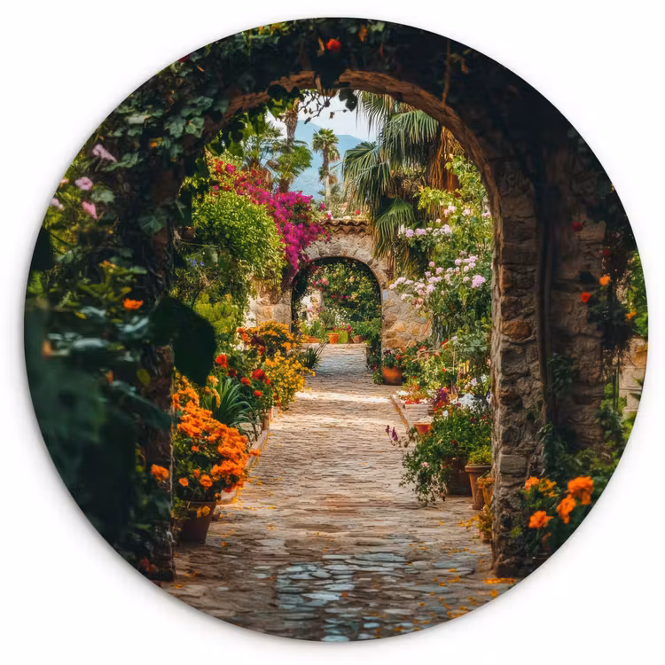 Muurcirkel - Doorkijk - Bloemen - Poort - Stenen — 1