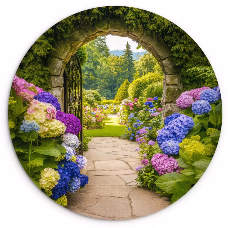 Muurcirkel - Doorkijk - Poort - Hortensia - Bloementuin — 1