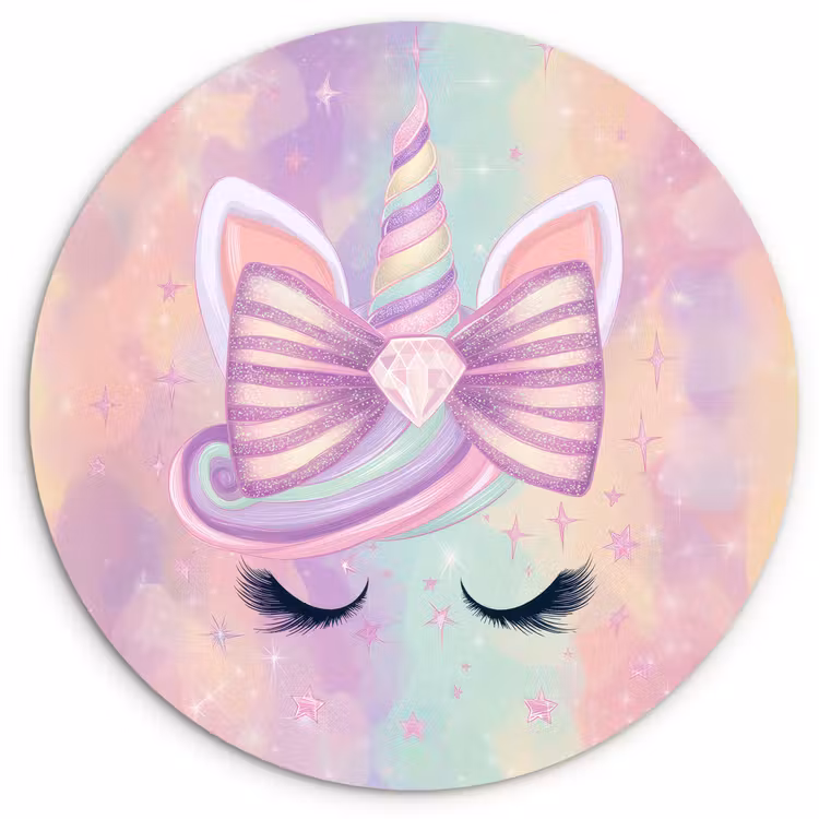 Muurcirkel - Eenhoorn - Glitters - Regenboog - Pastel — 1