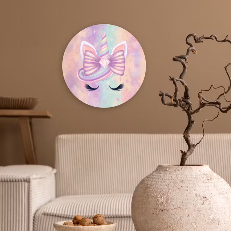 Muurcirkel - Eenhoorn - Glitters - Regenboog - Pastel — 2