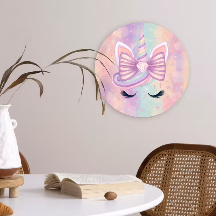 Muurcirkel - Eenhoorn - Glitters - Regenboog - Pastel — 4