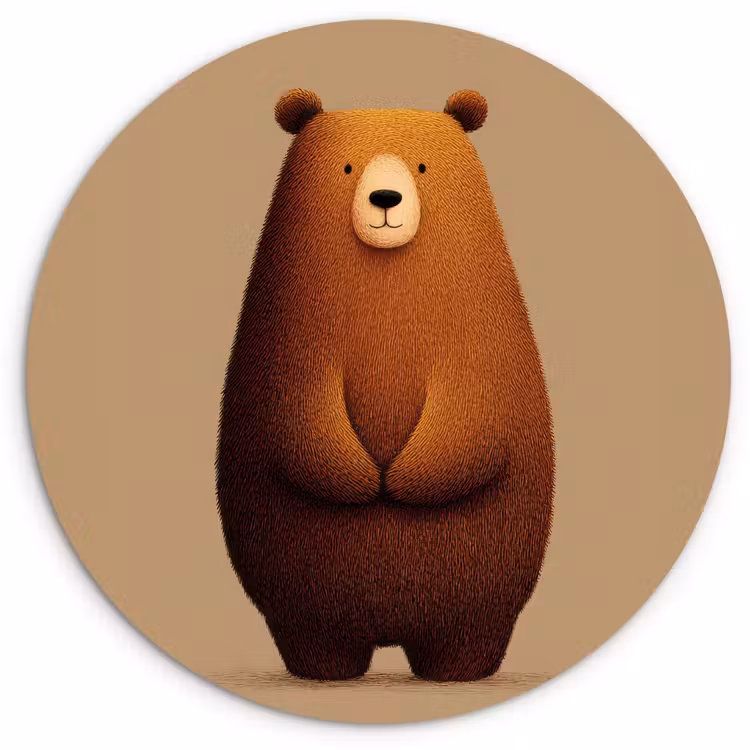 Muurcirkel - Beer - Minimalistisch - Bruin — 1