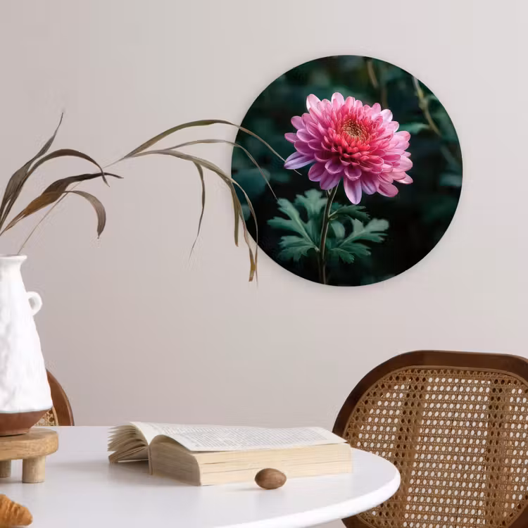 Muurcirkel - Blad - Chrysant - Roze - Schaduw — 4