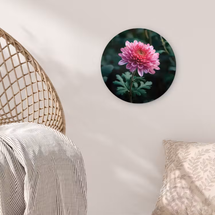 Muurcirkel - Blad - Chrysant - Roze - Schaduw — 5