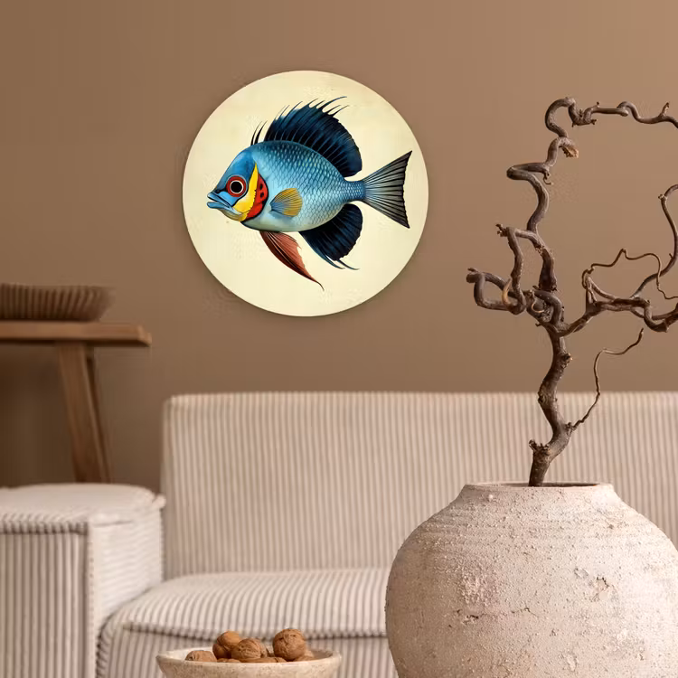 Muurcirkel - Blauw - Kieuwen - Vis - Illustratie — 2