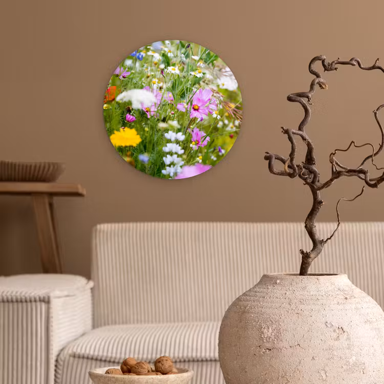 Muurcirkel - Bloemen - Natuur - Groen - Gras - Paars - Wit — 2