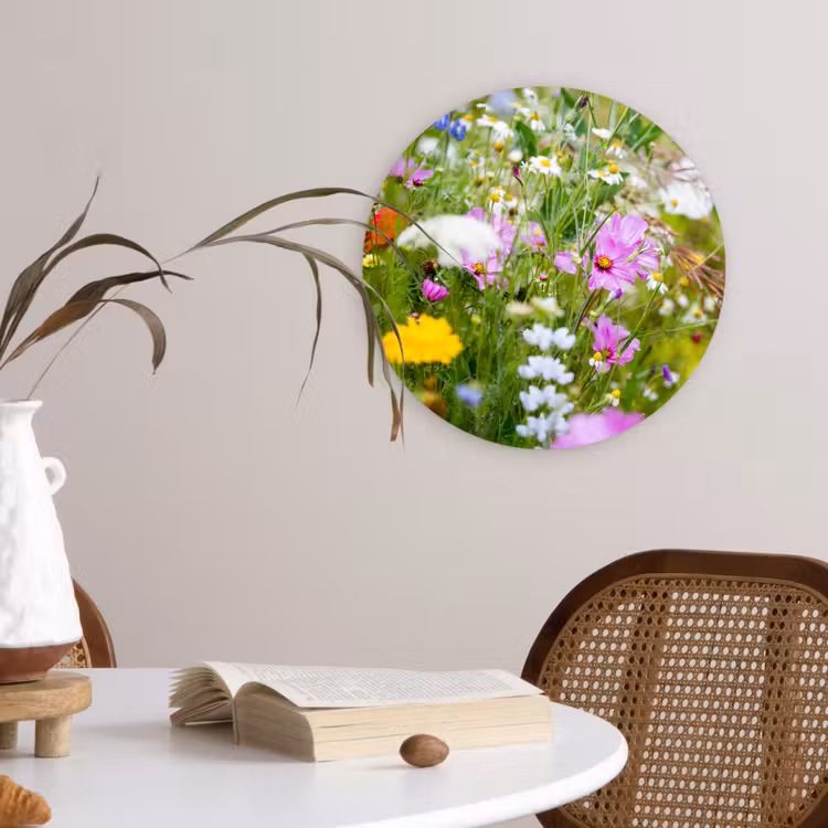 Muurcirkel - Bloemen - Natuur - Groen - Gras - Paars - Wit — 4