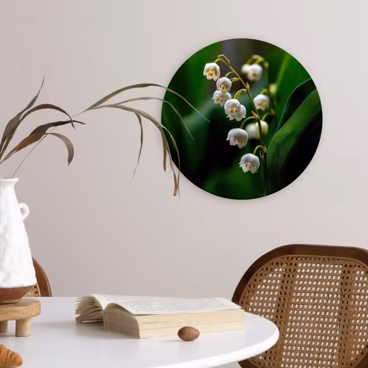 Muurcirkel - Bloemen - Wit - Bladeren - Lelietjes — 4