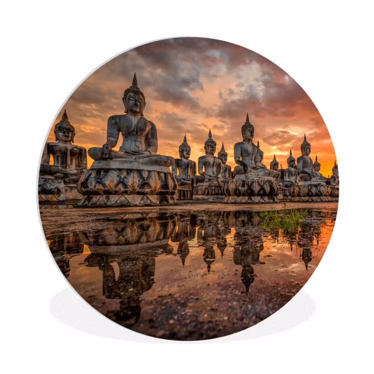 Muurcirkel - Boeddha beelden - Zonsondergang - Water - Boeddhisme — 1