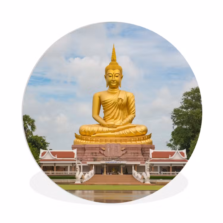 Muurcirkel - Boeddha - Buddha beeld - Goud - Religie — 1