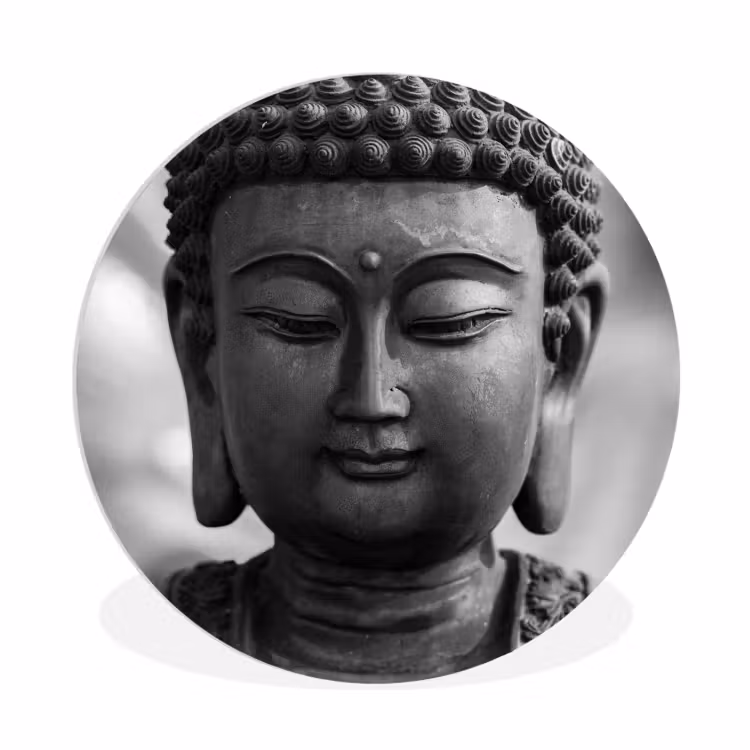 Muurcirkel - Boeddha - Grijs - Spiritualiteit - Buddha beeld - Religie — 1