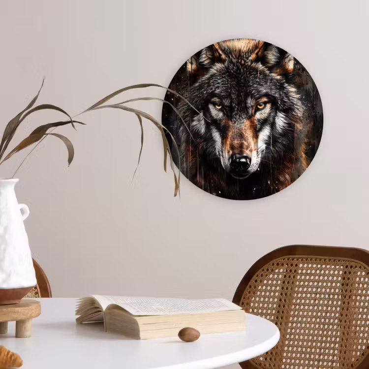 Muurcirkel - Dieren - Wolf - Portret - Zwart - Bruin — 4