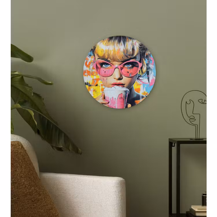 Muurcirkel - Expressief - Milkshake - Vrouw - Felle kleuren — 3