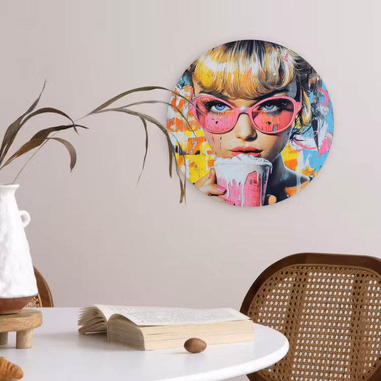 Muurcirkel - Expressief - Milkshake - Vrouw - Felle kleuren — 4