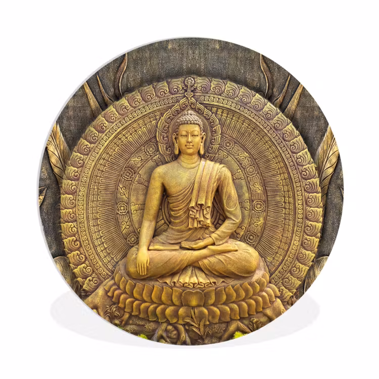 Muurcirkel - Goud - Boeddha beeld - Spiritueel - Meditatie — 1