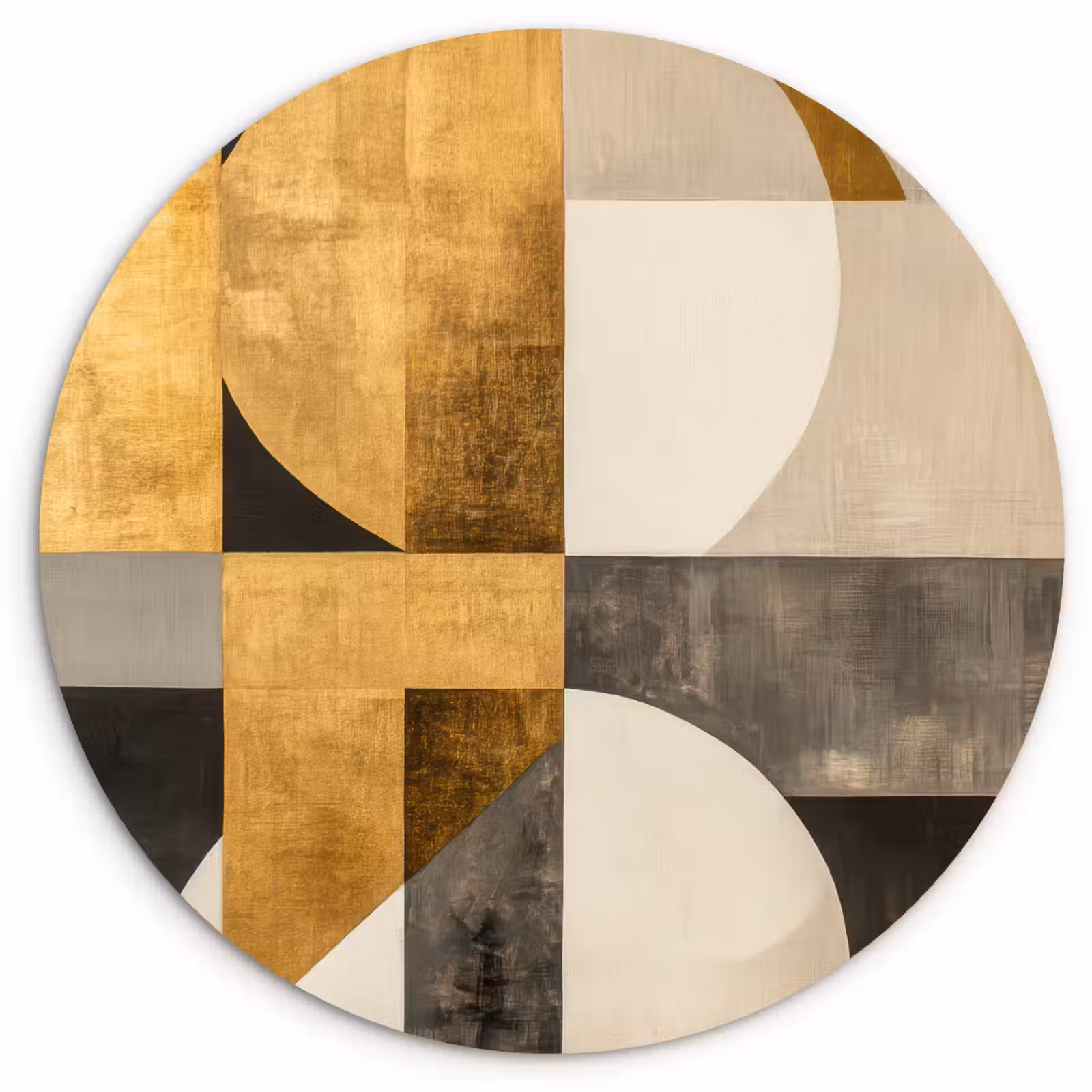 Muurcirkel - Abstract - Goud - Grijs - Vormen - Geometrisch — 1
