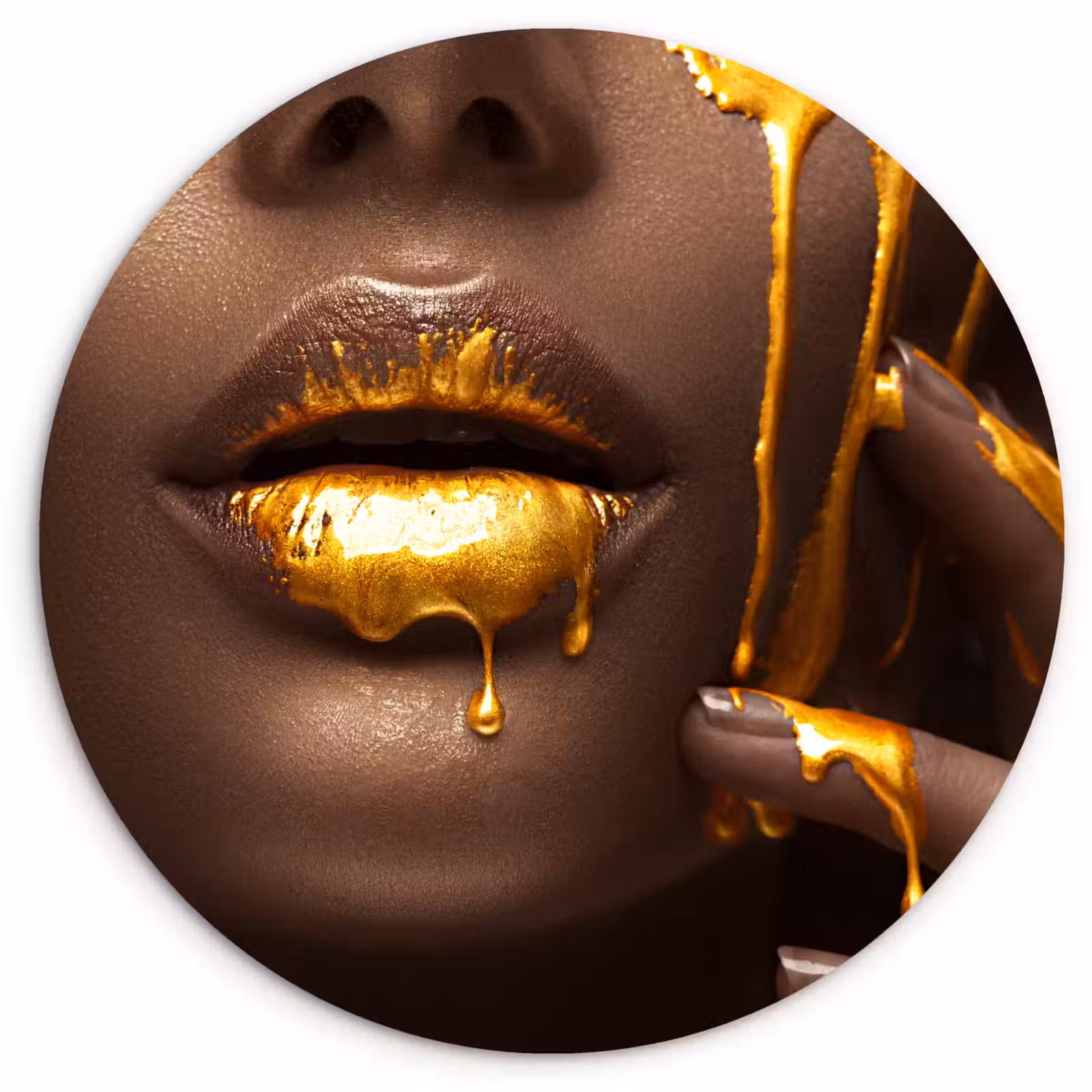 Muurcirkel - Goud - Vrouw - Verf - Lippen - Luxe — 1